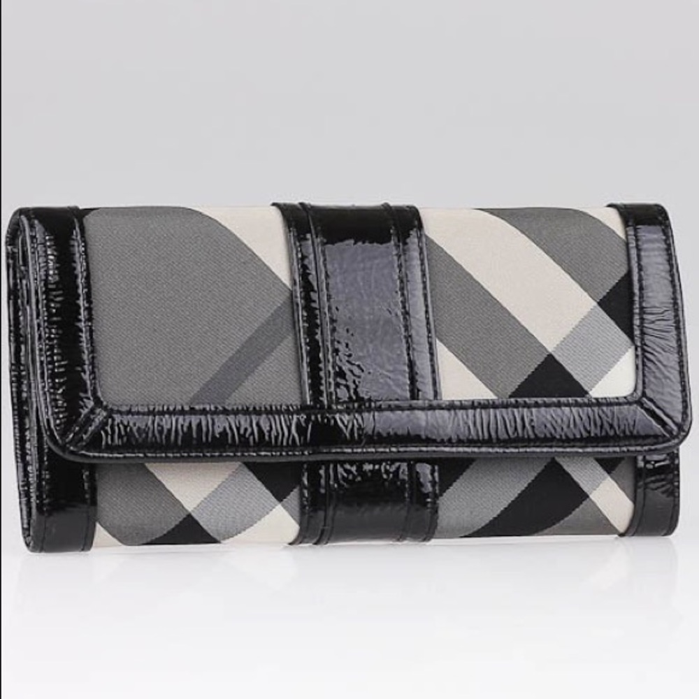 BURBERRY Black Beat Check Canvas Wallet
